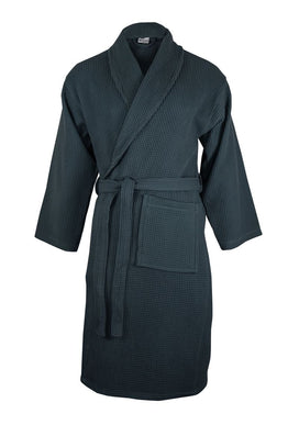 Tenderness Dames Badjas - Wafel - 100% Katoen - Blauw Tenderness Dames Badjas - Wafel - 100% Katoen - Blauw