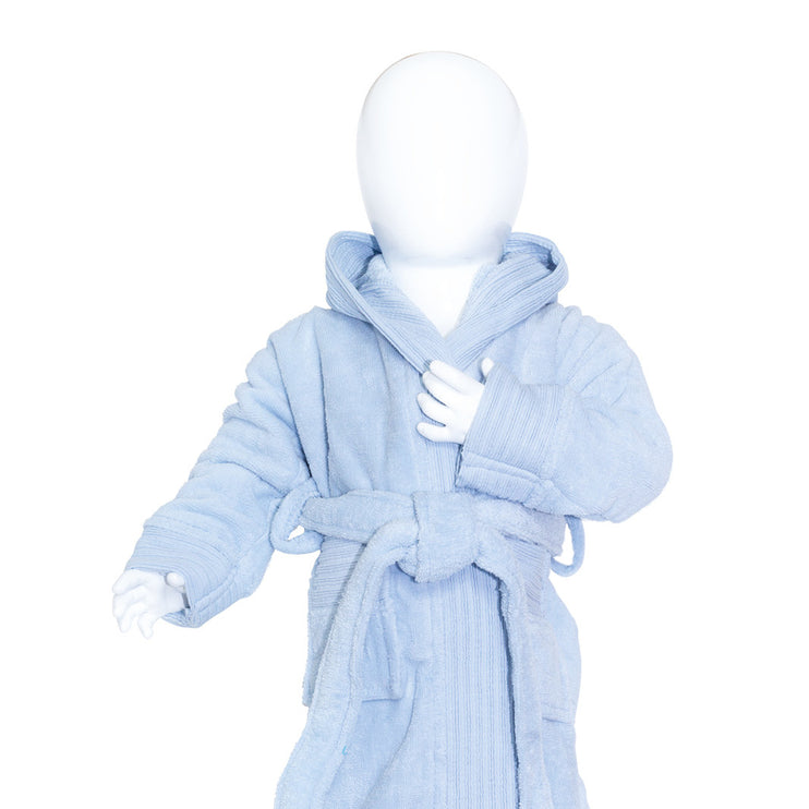 Baby Badstof Badjas Capuchon Licht Blauw One Towelling