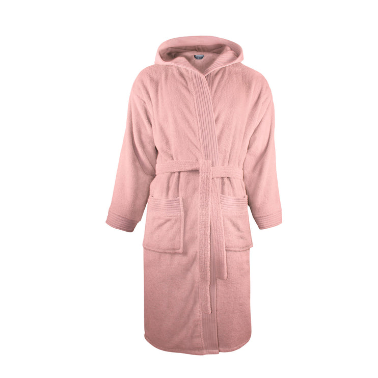 Badstof Badjas Capuchon Zalm Roze One Towelling
