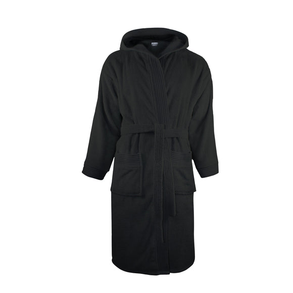 Badstof Badjas Capuchon Zwart One Towelling