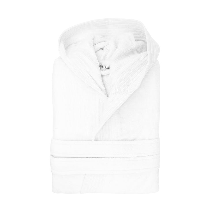Luxe Fluwelen Badstof Badjas Capuchon Wit One Towelling