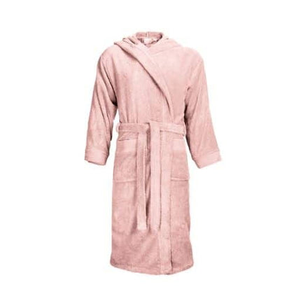 Luxe Fluwelen Badstof Badjas Capuchon Zalm Roze One Towelling