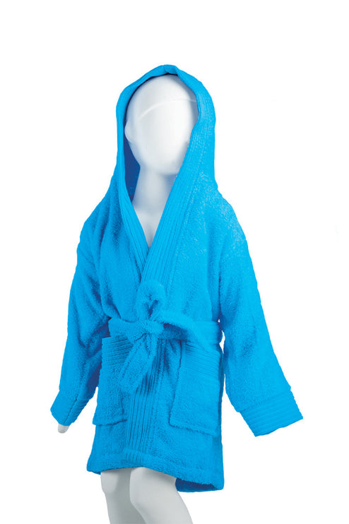 Badstof Kinderbadjas Capuchon Turquoise One Towelling
