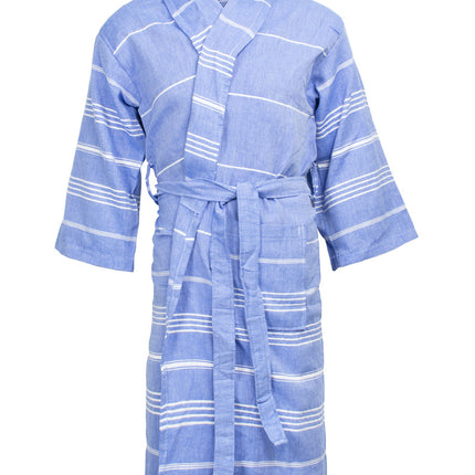Hamam Badjas Blauw/wit One Towelling