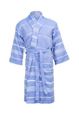 Hamam Badjas Blauw/wit One Towelling