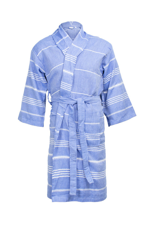 Hamam Badjas Blauw/wit One Towelling