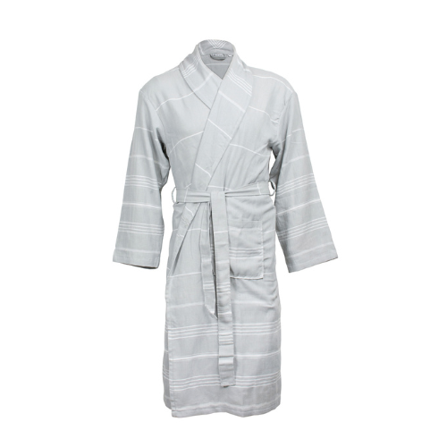 Hamam Badjas Licht Grijs/Wit One Towelling