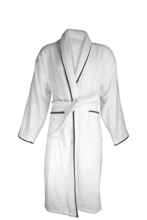 Luxe Fluwelen Badstof Badjas Wit/Antraciet One Towelling