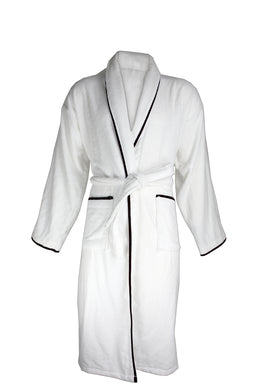 Luxe Fluwelen Badstof Badjas Wit/Zwart One Towelling