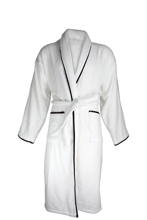 Luxe Fluwelen Badstof Badjas Wit/Zwart One Towelling