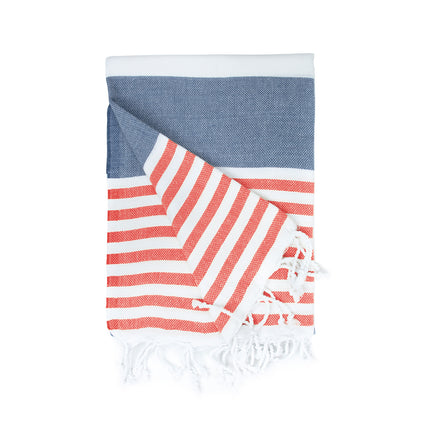 Strand Hamamdoek Groot Marineblauw/rood - 100 x 180 cm One Towelling