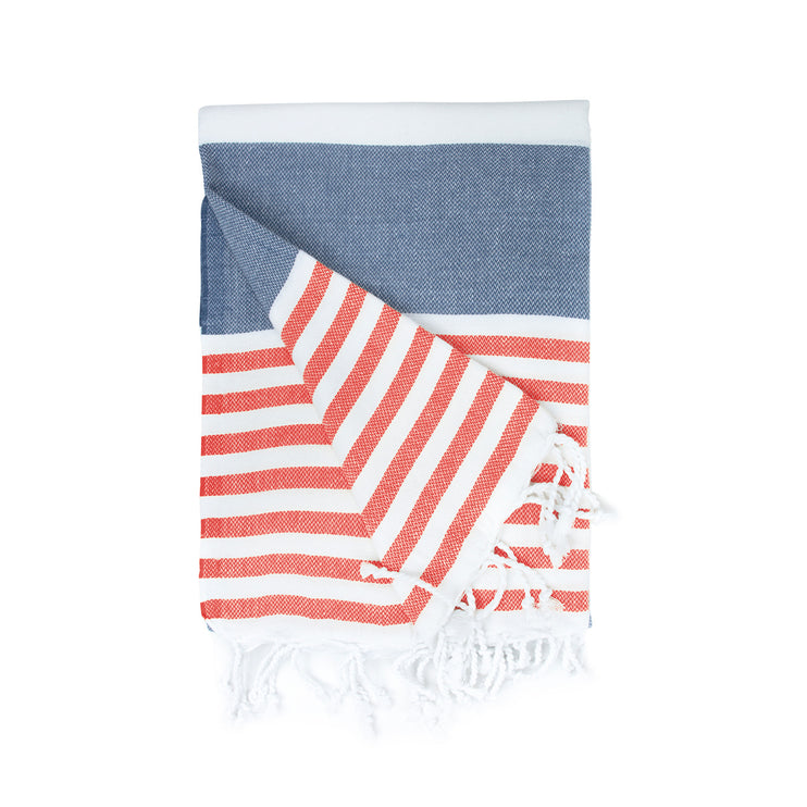 Strand Hamamdoek Groot Marineblauw/rood - 100 x 180 cm One Towelling