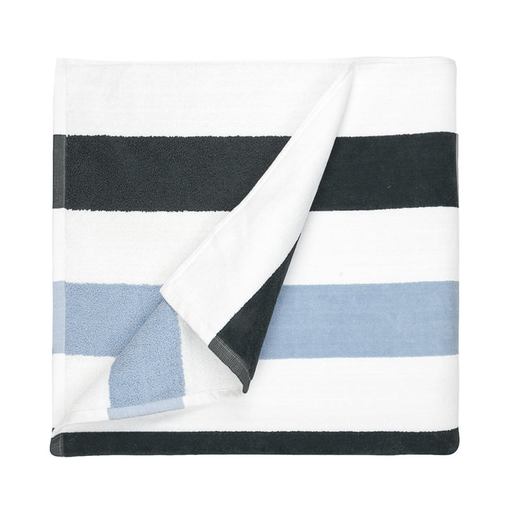Strandlaken Zomers Gestreept Antraciet/Licht Blauw - 90 x 190cm One Towelling