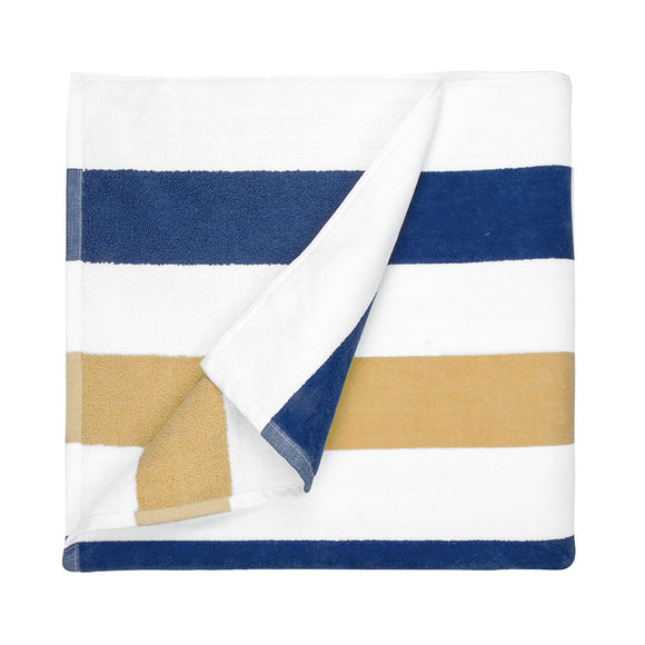 Strandlaken Zomers Gestreept Marineblauw/Gold - 90 x 190 cm One Towelling