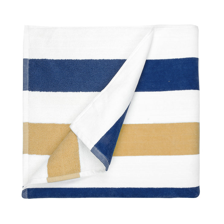Strandlaken Zomers Gestreept Marineblauw/Gold - 90 x 190 cm One Towelling