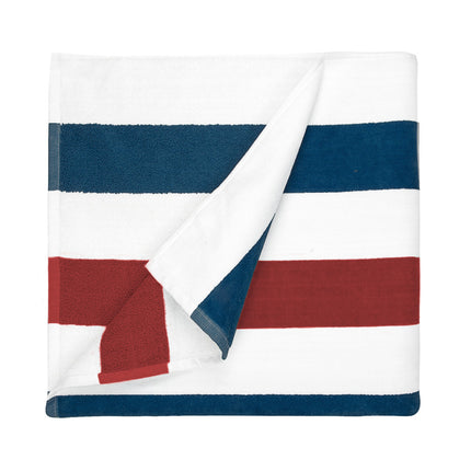 Strandlaken Zomers Gestreept Marineblauw/Rood - 90 x 190 cm One Towelling