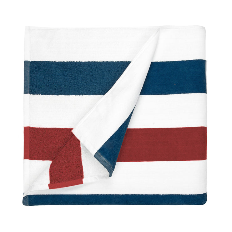 Strandlaken Zomers Gestreept Marineblauw/Rood - 90 x 190 cm One Towelling