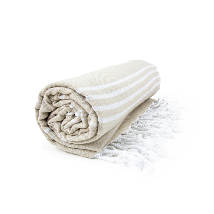 Sultan Hamamdoek Beige/Wit - 100 x 180 cm One Towelling