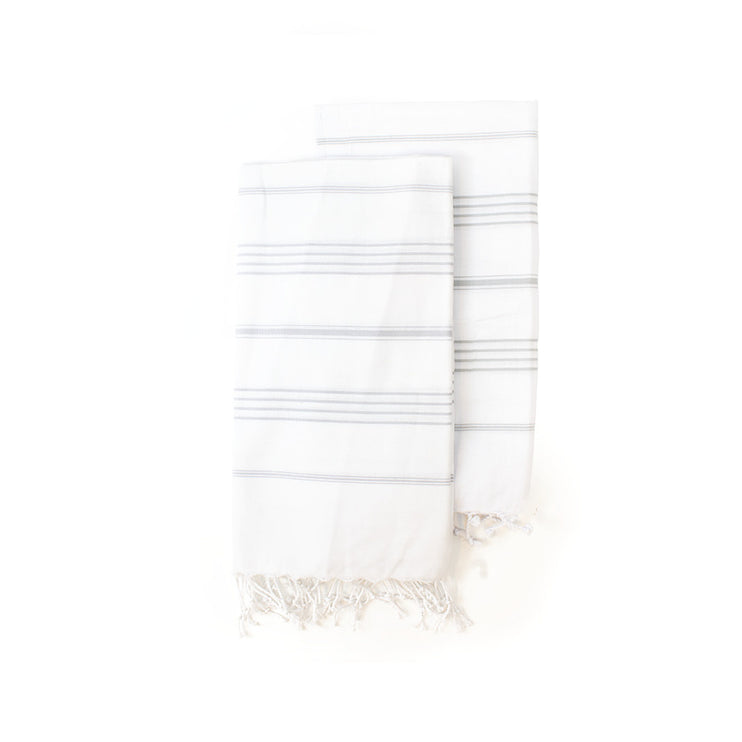 Sultan Hamamdoek Wit/Grijs - 100 x 180 cm One Towelling