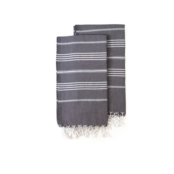 Sultan Hamamdoek Zwart/Wit - 100 x 180 cm One Towelling