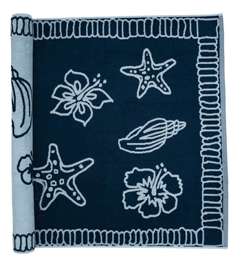 Strandlaken Hawaii Marineblauw/licht blauw - 90 x 190 cm One Towelling